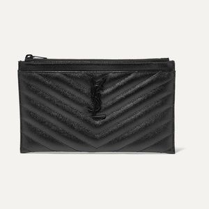 YSL Monogramme Quilted Textured Leather Pouch